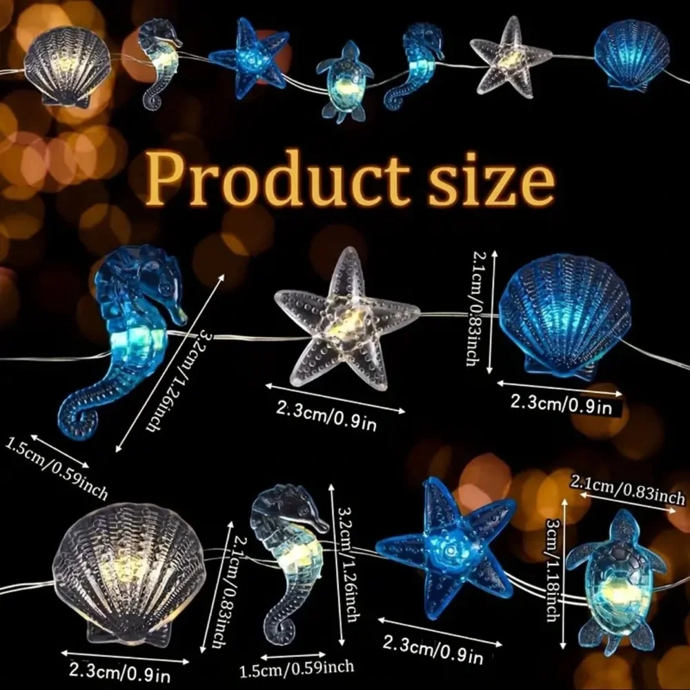 Blue and White Sea Life String Lights, NEW